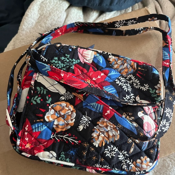 Vera Bradley Quilted Crossbody Bag - Black, Red, and Blue Floral - Picture 4 of 4